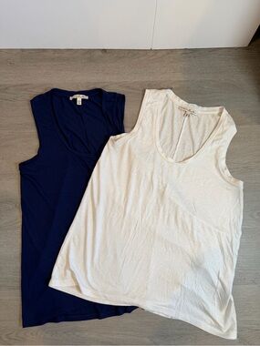Express One Eleven Scoop Neck Tank Top Bundle Pack Blue White EUC Size M